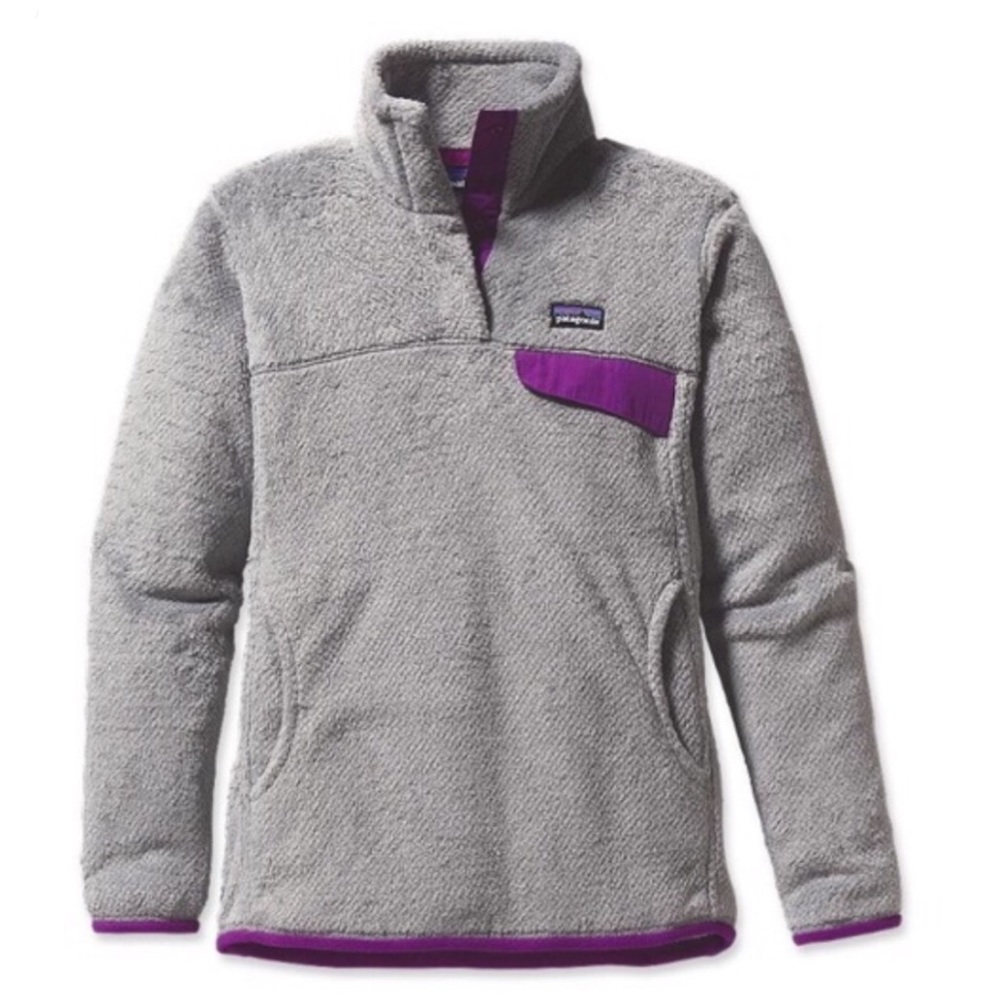 Patagonia Grey Fleece with Purple Trim